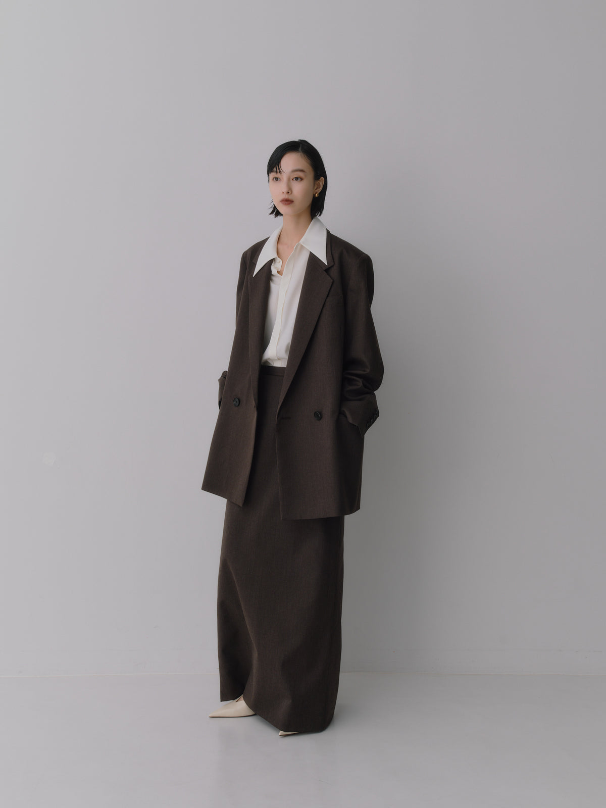 Wool Tailored Double-Breasted Jacket［Top Brown］