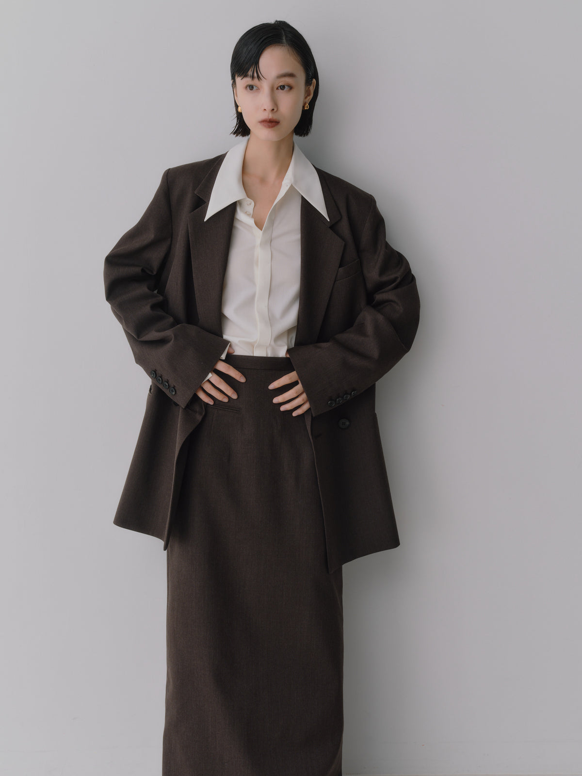 Wool Tailored I-Line Skirt［Top Brown］