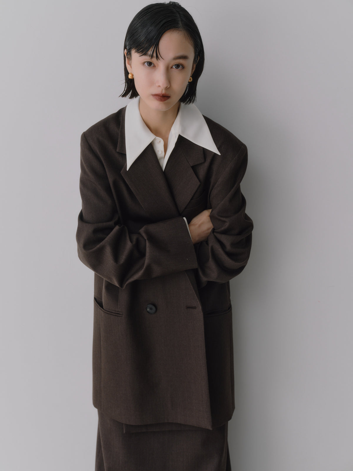 Wool Tailored Double-Breasted Jacket［Top Brown］