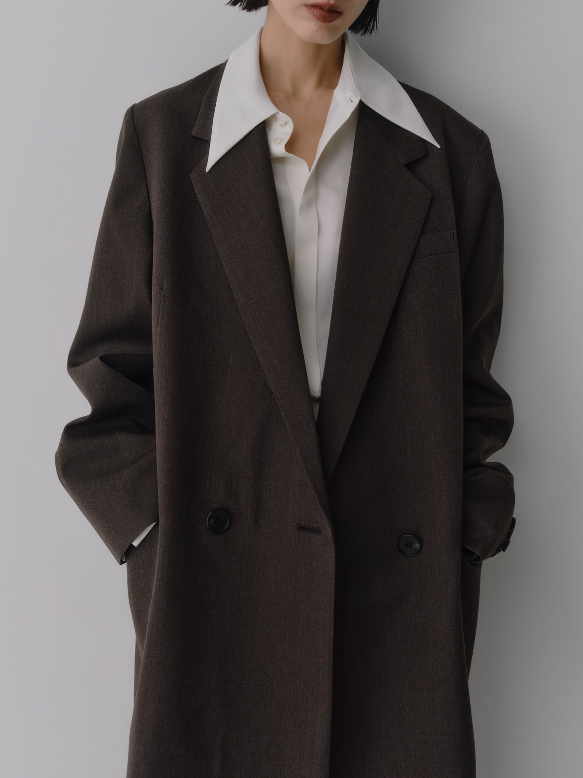 Wool Tailored Double-Breasted Jacket［Top Brown］