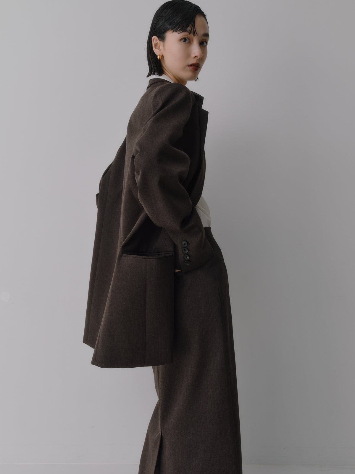 Wool Tailored Double-Breasted Jacket［Top Brown］