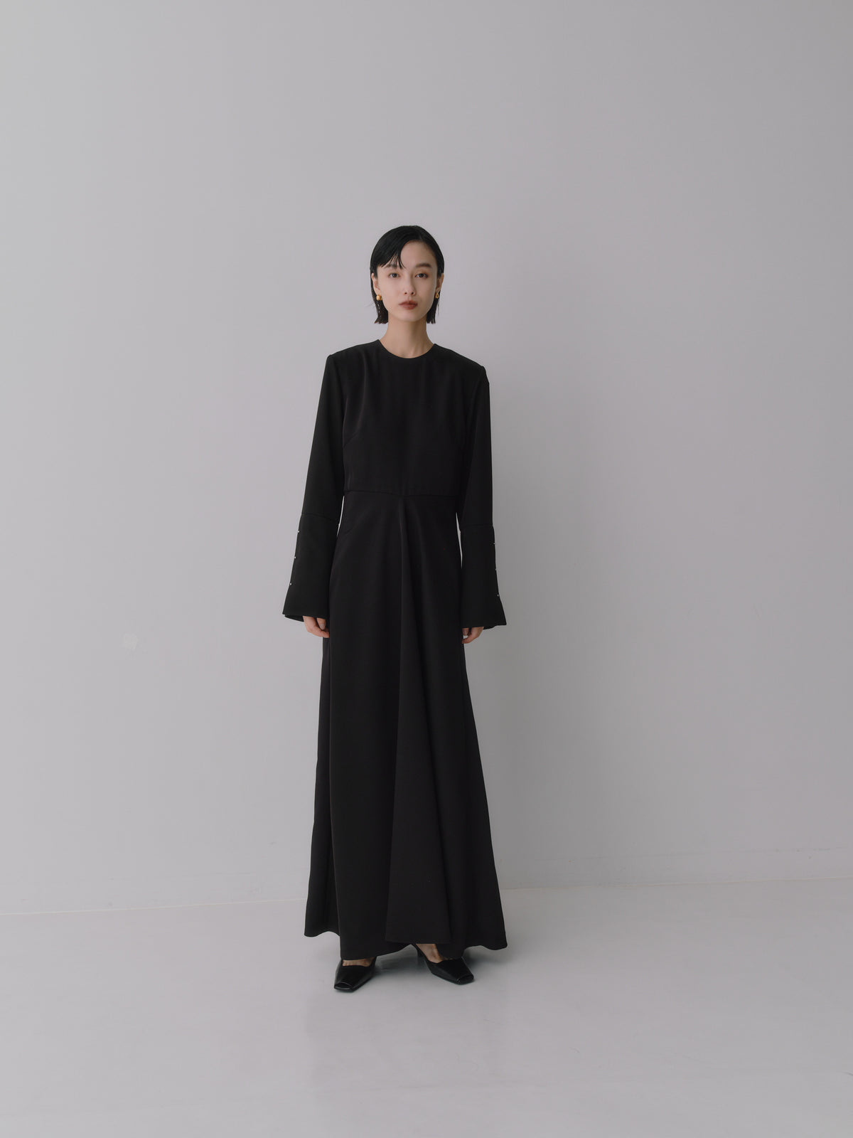 Deep Black Triacetate Twill Dress