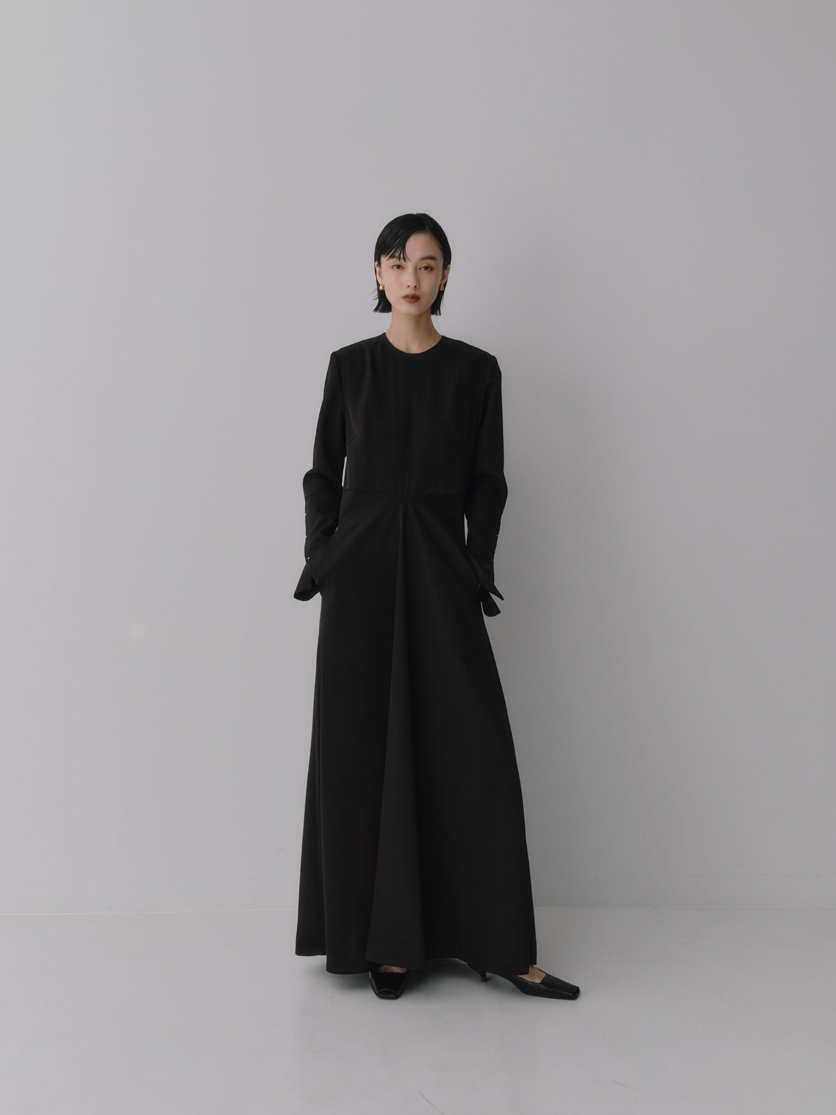 Deep Black Triacetate Twill Dress