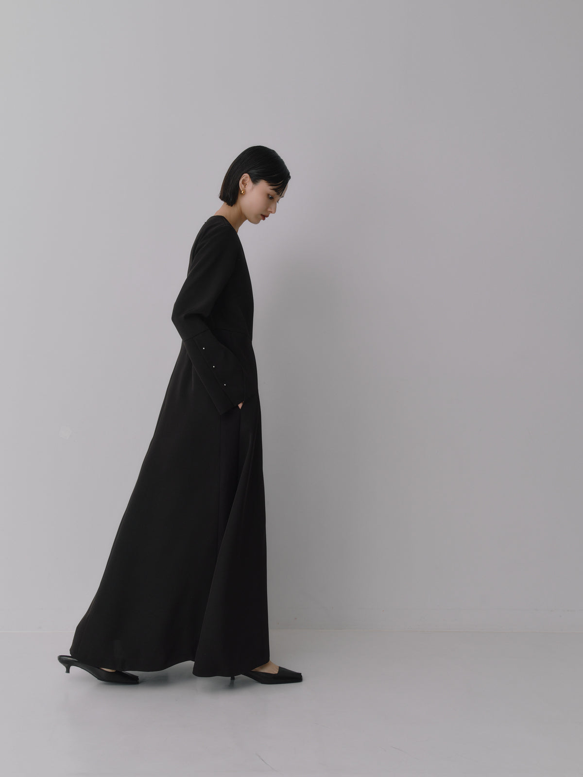 Deep Black Triacetate Twill Dress