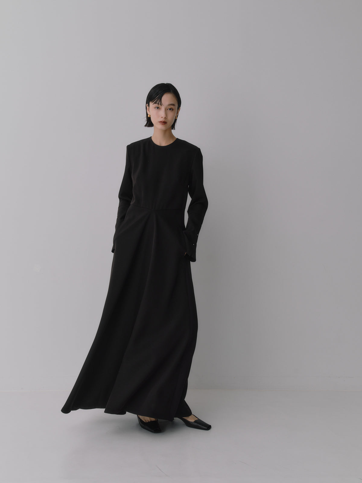 Deep Black Triacetate Twill Dress