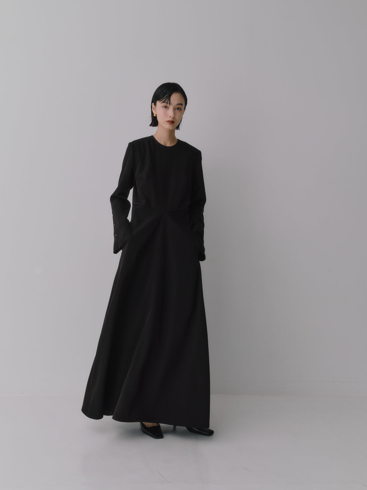 Deep Black Triacetate Twill Dress