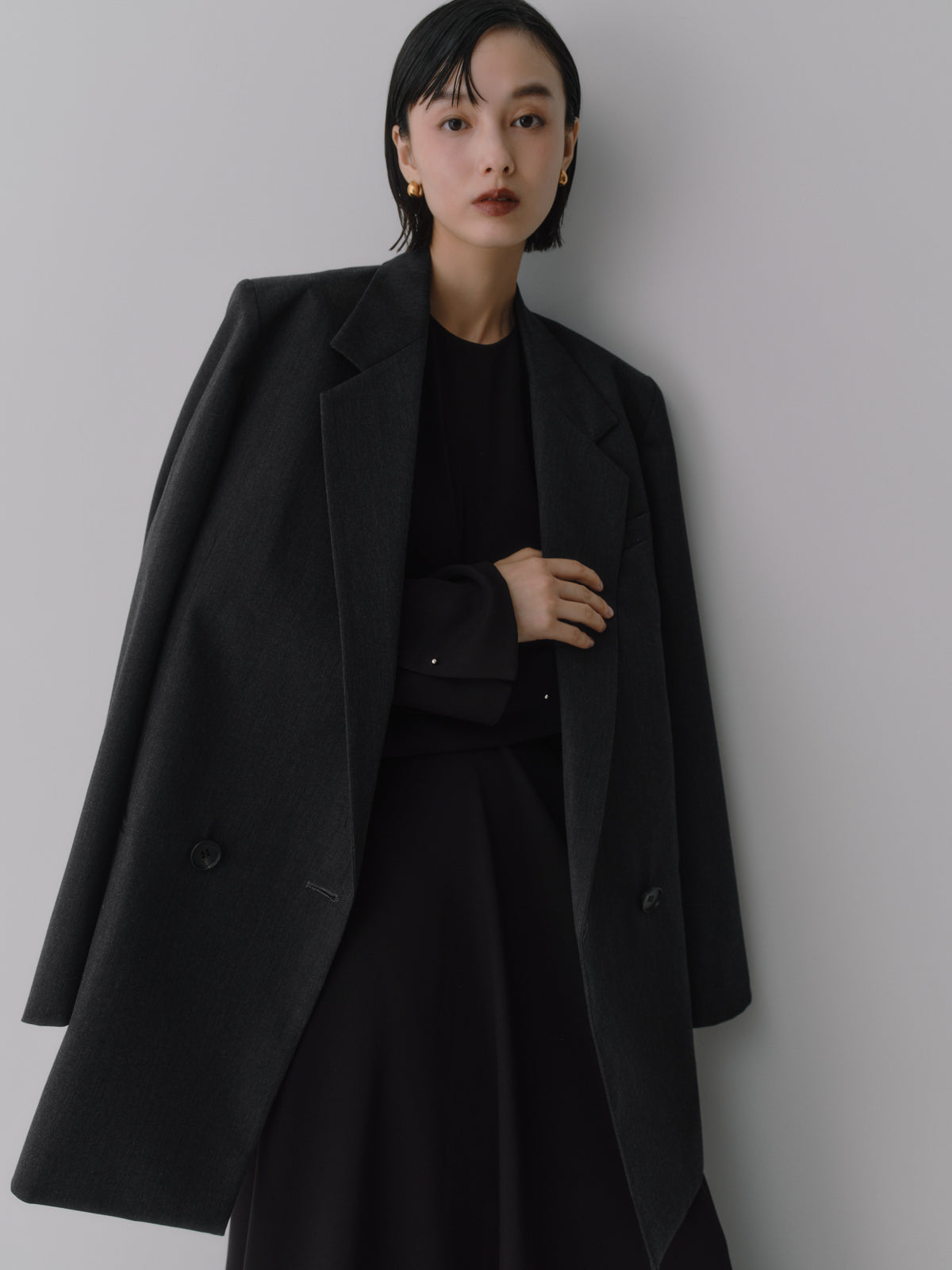 Wool Tailored Double-Breasted Jacket［Top Gray］