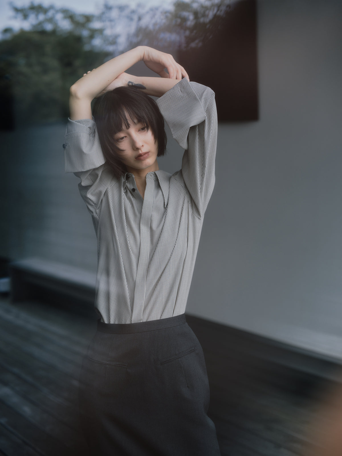 Wool Tailored I-Line Skirt［Top Gray］
