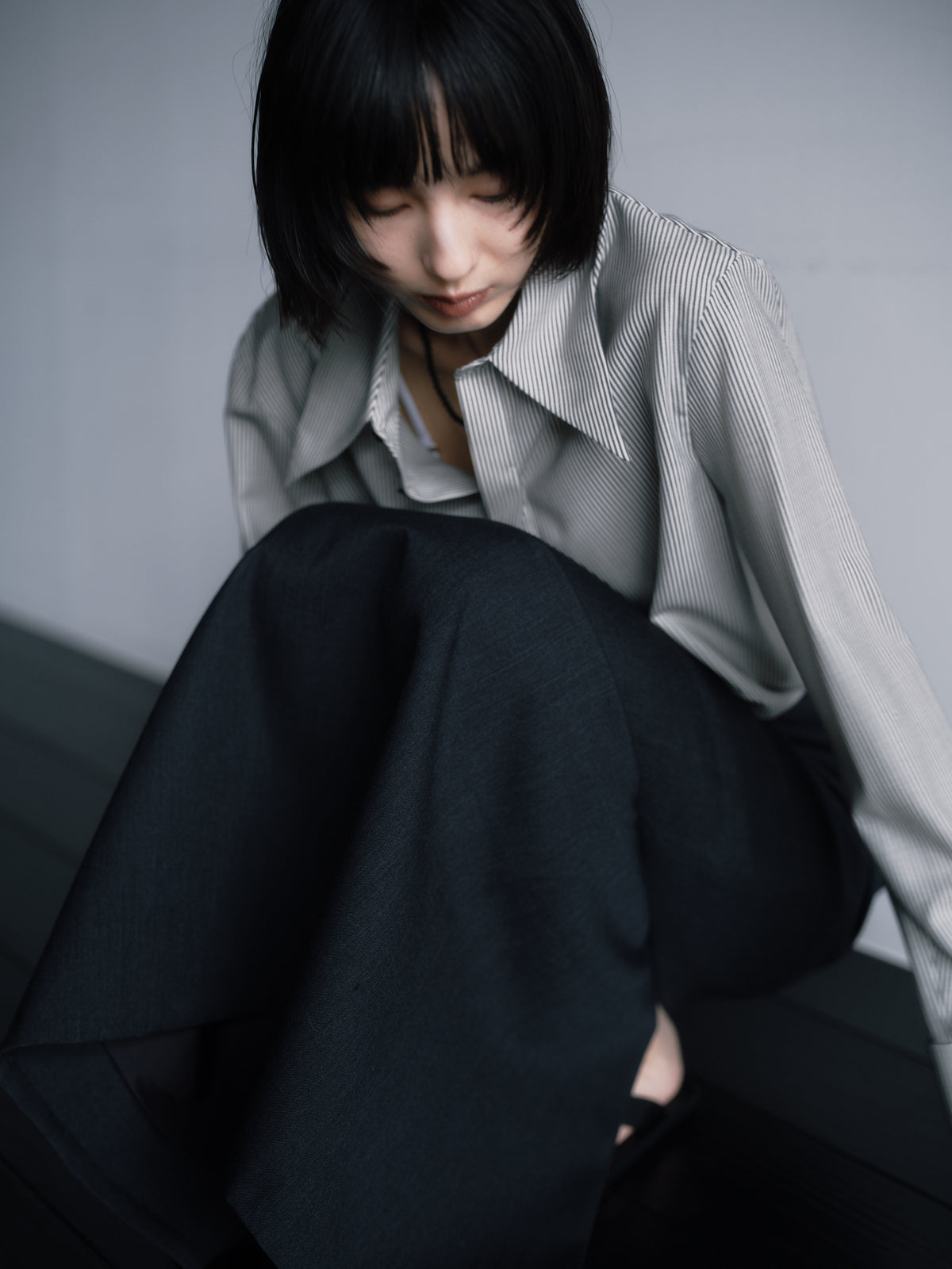 Wool Tailored I-Line Skirt［Top Gray］