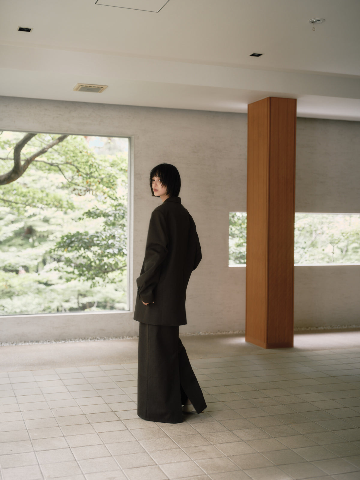Wool Tailored I-Line Skirt［Top Brown］
