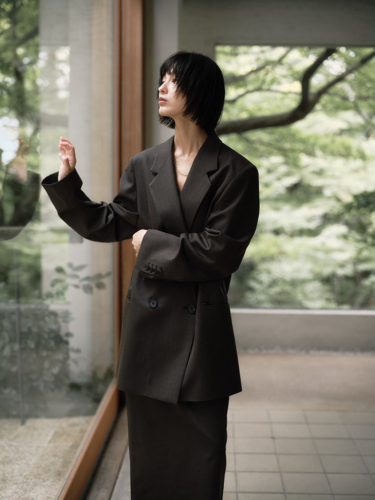 Wool Tailored Double-Breasted Jacket［Top Brown］