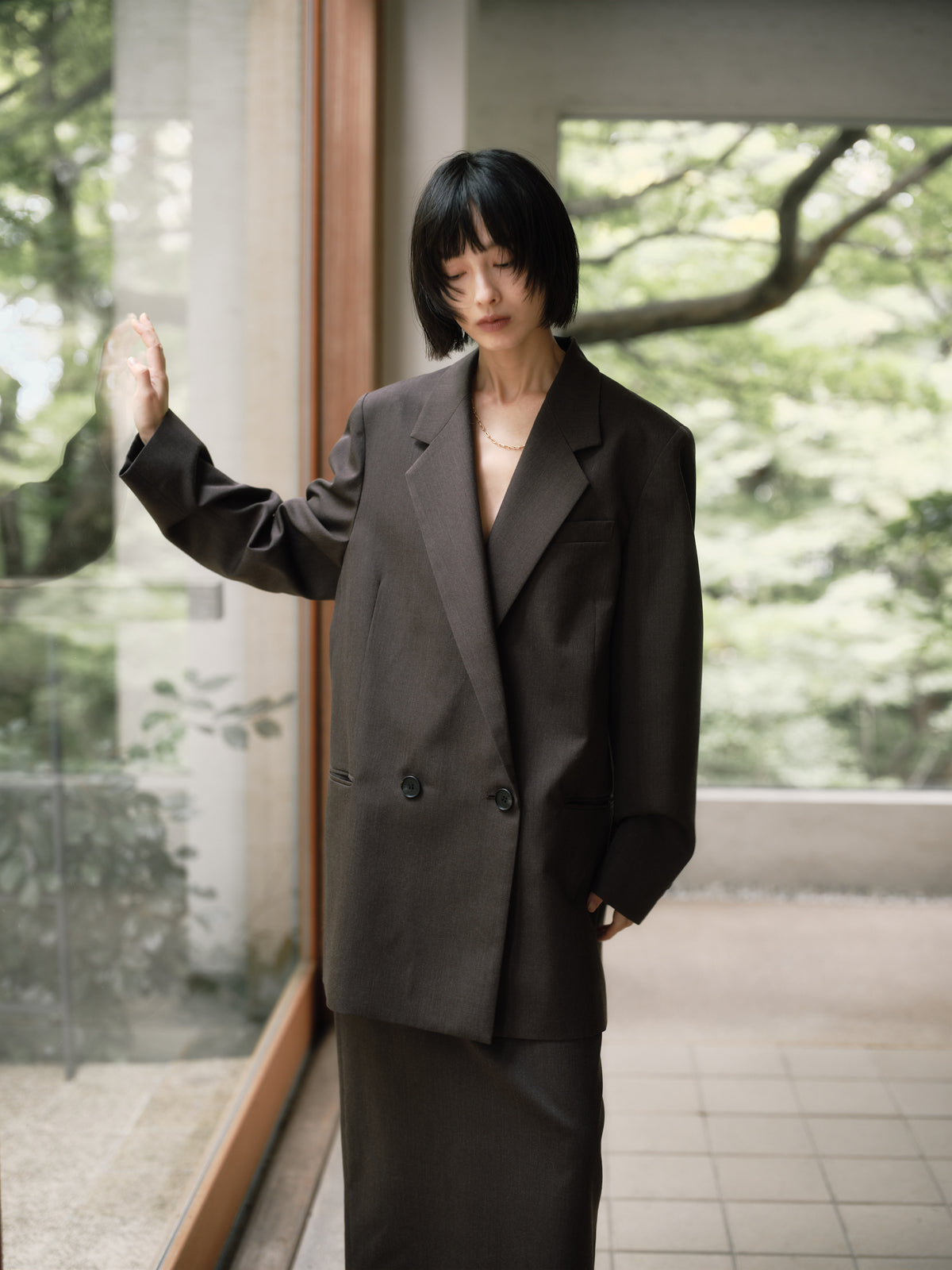Wool Tailored Double-Breasted Jacket［Top Brown］