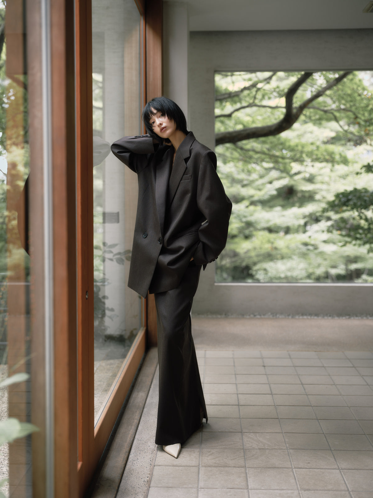 Wool Tailored I-Line Skirt［Top Brown］