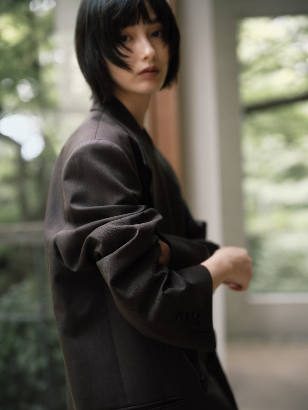 Wool Tailored Double-Breasted Jacket［Top Brown］
