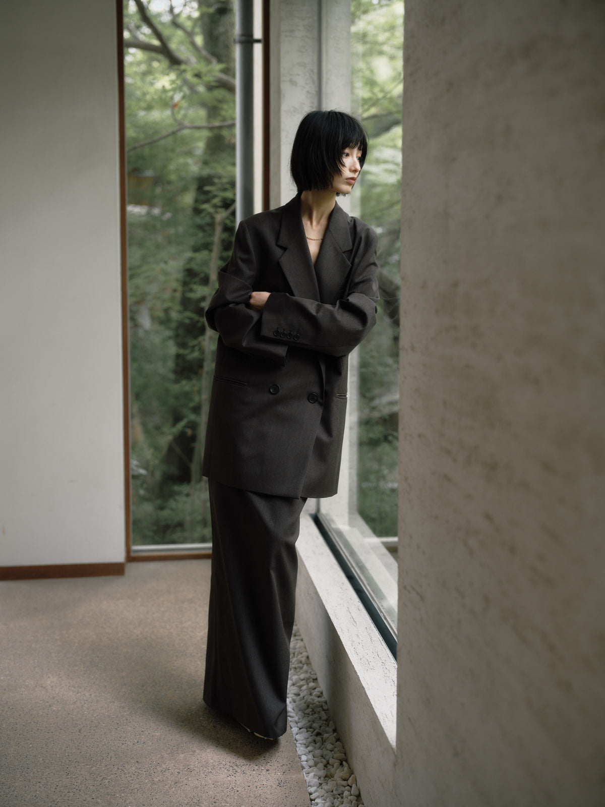 Wool Tailored Double-Breasted Jacket［Top Brown］