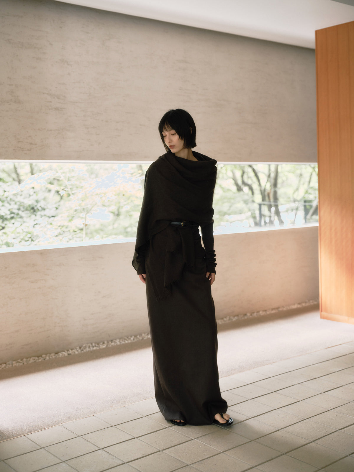 Silky Super Fine Wool Stole［Top Brown］