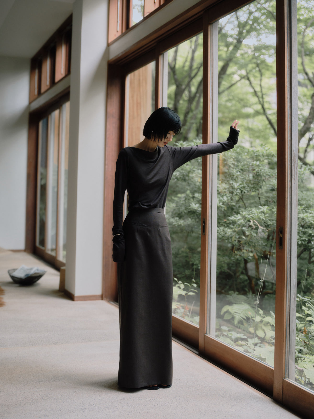 Wool Tailored I-Line Skirt［Top Brown］